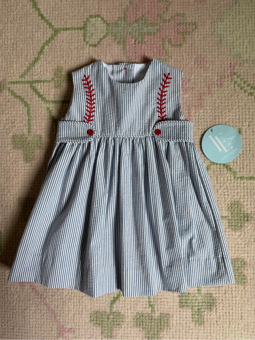 Little English Button Tab Nantucket Baseball Dress